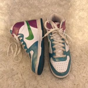 Blue/Green/Purple Nike Hightop Sneakers